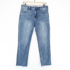 Kut From The Kloth Reese‎ Jeans Womens 6 High Rise Ankle Straight Leg Fray Hem